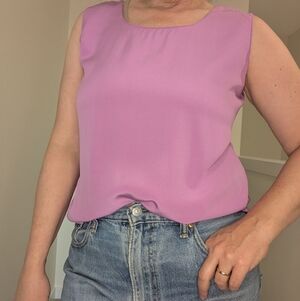 100% silk tank top, pink, size M, quiet luxury
